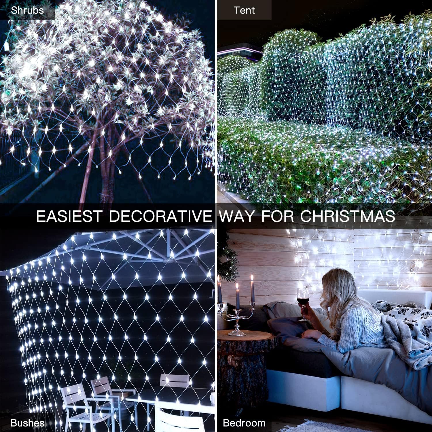 Ollny Net Lights Outdoor Mesh Lights 210LED 10x7ft, IP67 Waterproof Connectable Christmas Net Lights, 8 Modes Plug in Bush Lights for Tree Shrubs Outside Indoor Decorations, Cool White - Image 10