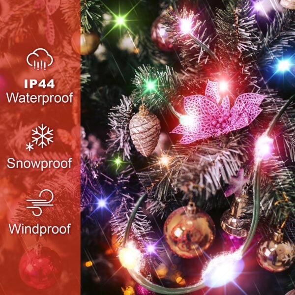 12 Modes Easy Christmas Tree Lights with Ring Indoor Outdoor - 6.56Ft x 12 Lines String 288 LED Timer Dimmable Remote Waterproof Light for 6 7 Ft Xmas Trees (Warm White or Multicolor) - Image 8