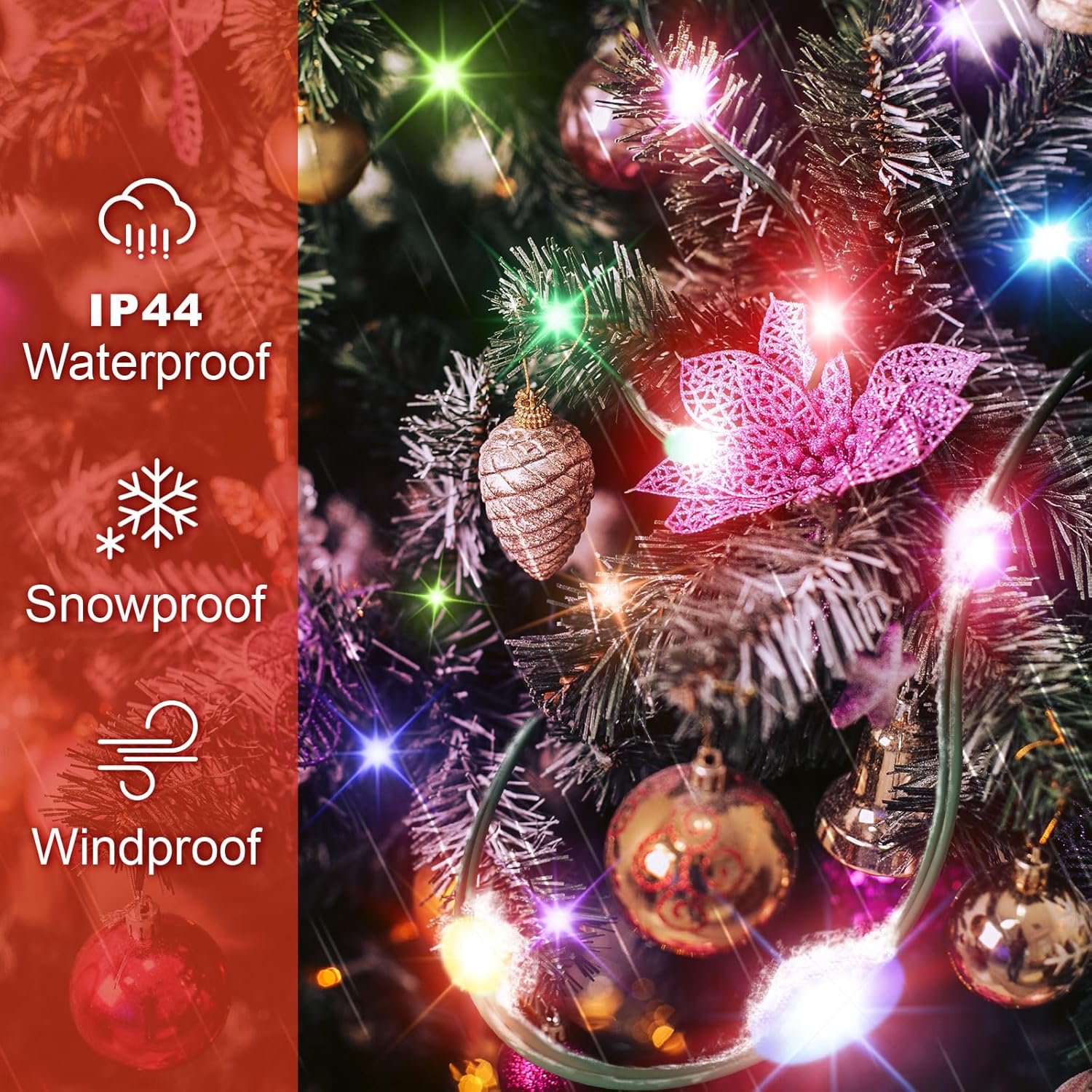 12 Modes Easy Christmas Tree Lights with Ring Indoor Outdoor - 6.56Ft x 12 Lines String 288 LED Timer Dimmable Remote Waterproof Light for 6 7 Ft Xmas Trees (Warm White or Multicolor) - Image 8