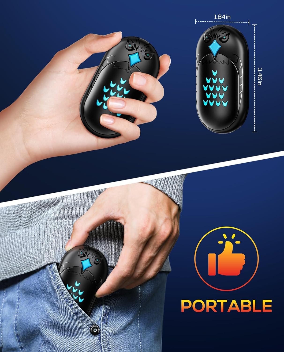 Hand Warmers Rechargeable, 2 Pack 6000mAh Electric Portable Heater, 20 Hrs Long Heating Hot Pockets Hand Warmer, Hunting Gear, Gifts for Women, Men, Raynauds, Camping, Golf, Outdoors - Image 7