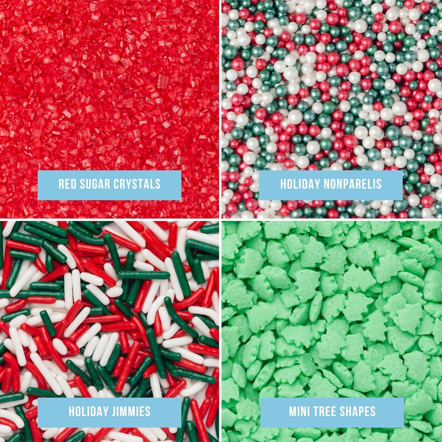 Sweets Indeed, Christmas Sprinkles, 4 Pack, Holiday Edible Sprinkle Mix, Perfect for Cake Decorations, Baking, Ice Cream, Cookies, Cupcake Topper (Christmas) - Image 4