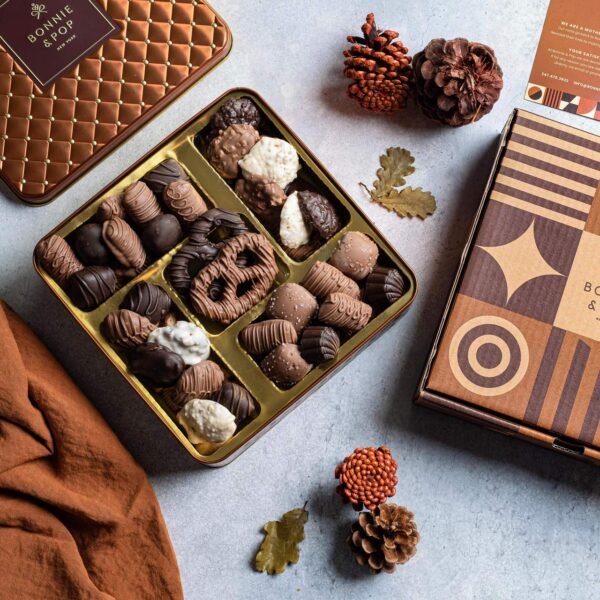 Chocolate Gift Basket, Candy Food Gifts Arrangement Platter, Gourmet Snack Box, Thanksgiving, Christmas, Holiday Present Idea, Corporate Him & Her, Men Women Sympathy Family Parties & Get Well- Bonnie & Pop - Image 4