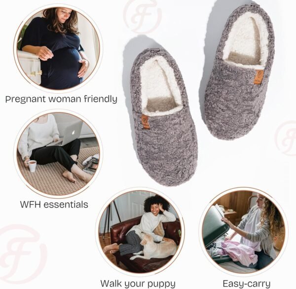 EverFoams Women’s Soft Curly Full Slippers Memory Foam Lightweight House Shoes Cozy Loafer with Polar Fleece Lining - Image 6