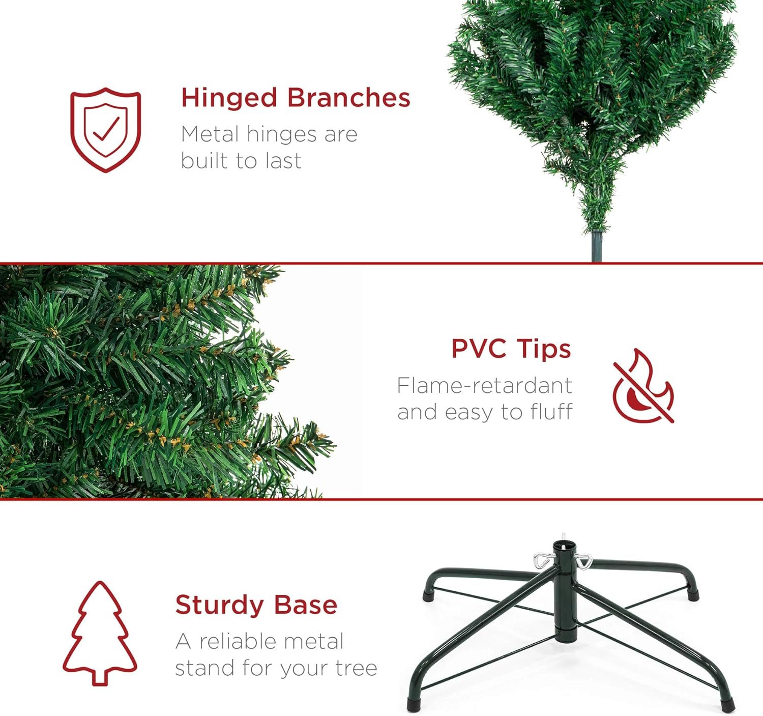 Best Choice Products Artificial Christmas Tree, 6ft Premium Unlit Hinged Design, Dense Branches Realistic Holiday Décor w/Easy Assembly, Base - Image 6