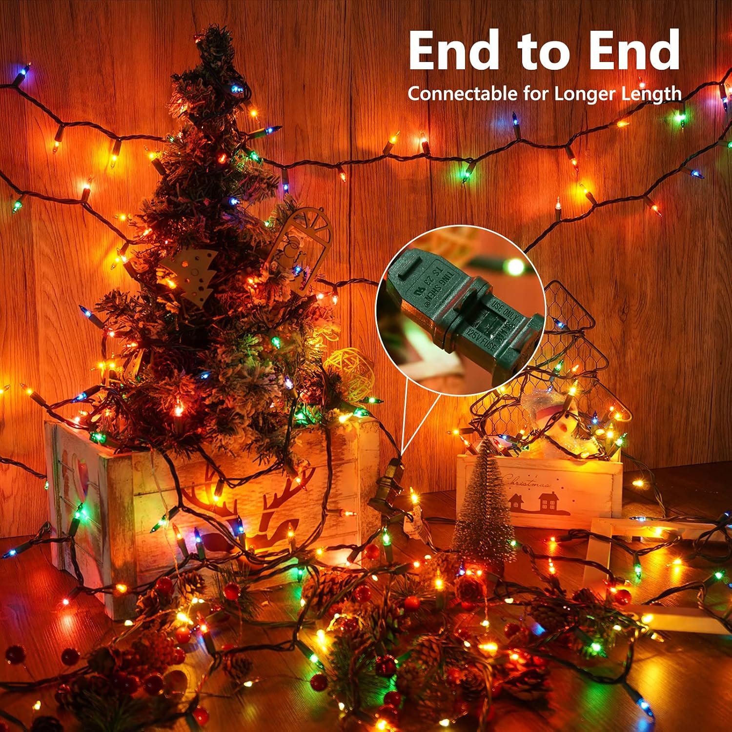 Toodour Christmas Lights Multicolor, 75ft 300 Count Incandescent Christmas String Lights, UL Certified Connectable Green Wire Christmas Mini Bulb Lights for Xmas Tree, Holiday, Party, Christmas Decor - Image 3
