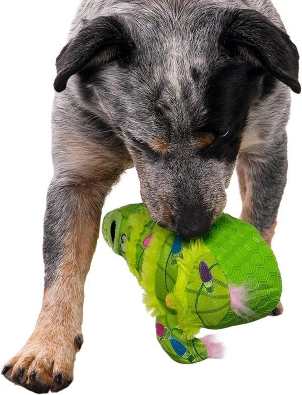 goDog Holiday Collection Mixed Materials TPE-Plush Holiday Cactus Squeaky Dog Toy, Chew Guard Technology - Green, One Size - Image 3