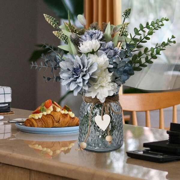 Leftover Faux Flowers in Vase,Artificial Flowers in Vase,Table Centerpieces for Dining Room,Flower Centerpieces for Tables,Fake Flowers with Vase,Kitchen Table Decor,Coffee Table Decor - Image 7