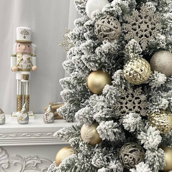 SY CRAFT 86 Pieces of Assorted Shatterproof Christmas Ball Snowflake Ornaments Seasonal Decorative Hanging Ornament Set with Hand-held Gift Package for Xmas Tree Decorations (86PCS, Champaign Gold) - Image 6