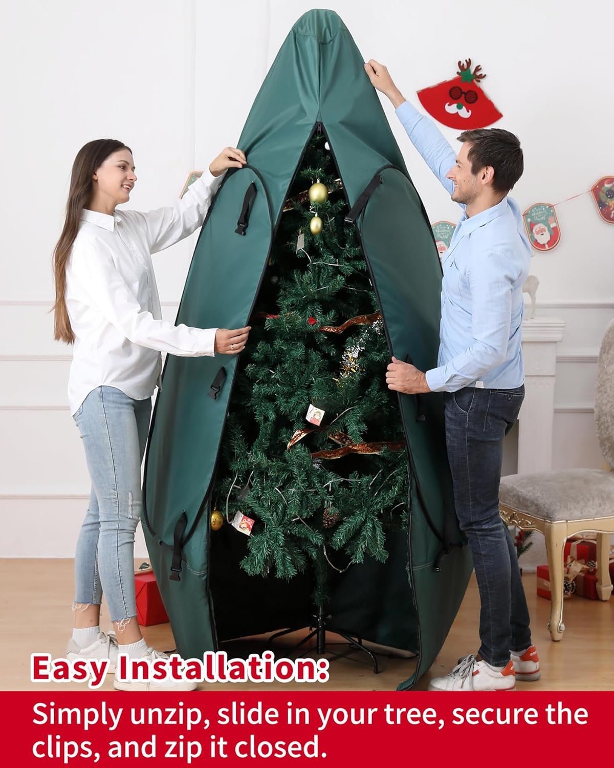 Upright Christmas Tree Storage Bag 7.5 Ft, Christmas Tree Storage Bag 7 Foot Tree,Christmas Tree Bag 6ft,Xmas Tree Storage Bag,Christmas Tree Container Storage,Christmas Tree Storage Box,Xmas Tree Bag - Image 4