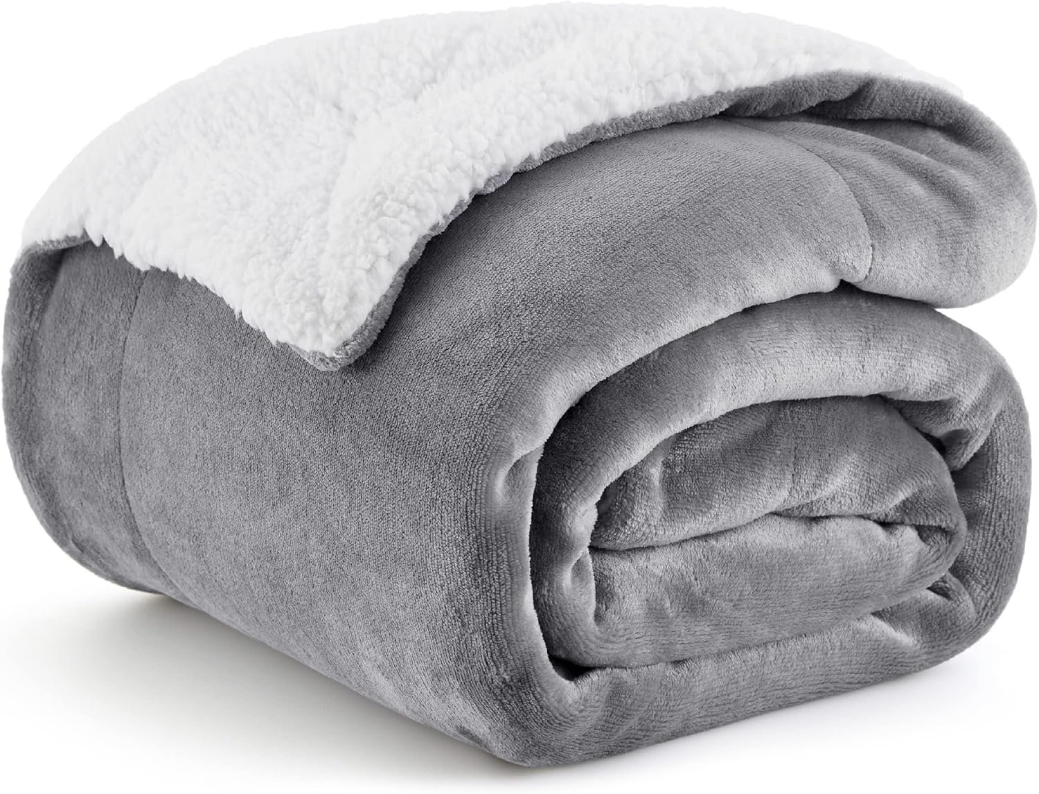 Bedsure Sherpa Fleece Throw Blanket for Couch - Thick and Warm Blanket for Winter, Soft Fuzzy Plush Christmas Blanket Gift for Women, Grey, 50x60 Inches - Image 2