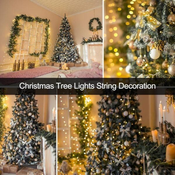 Christmas Tree Lights with Ring, 400 LED 6.6ft x 16 Lines Christmas Tree String Lights with 8 Modes & Timing Function, Waterproof Fairy Lights for Xmas Tree Decoration (Warm White) - Image 6
