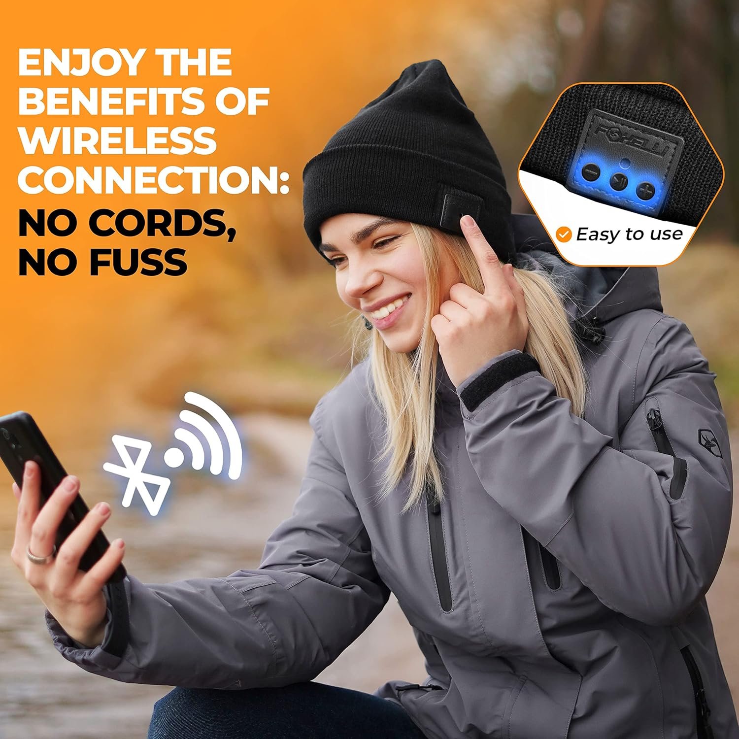 Foxelli Bluetooth Beanie Hat with Headphones Perfect Tech Gift for Men & Women - Image 4