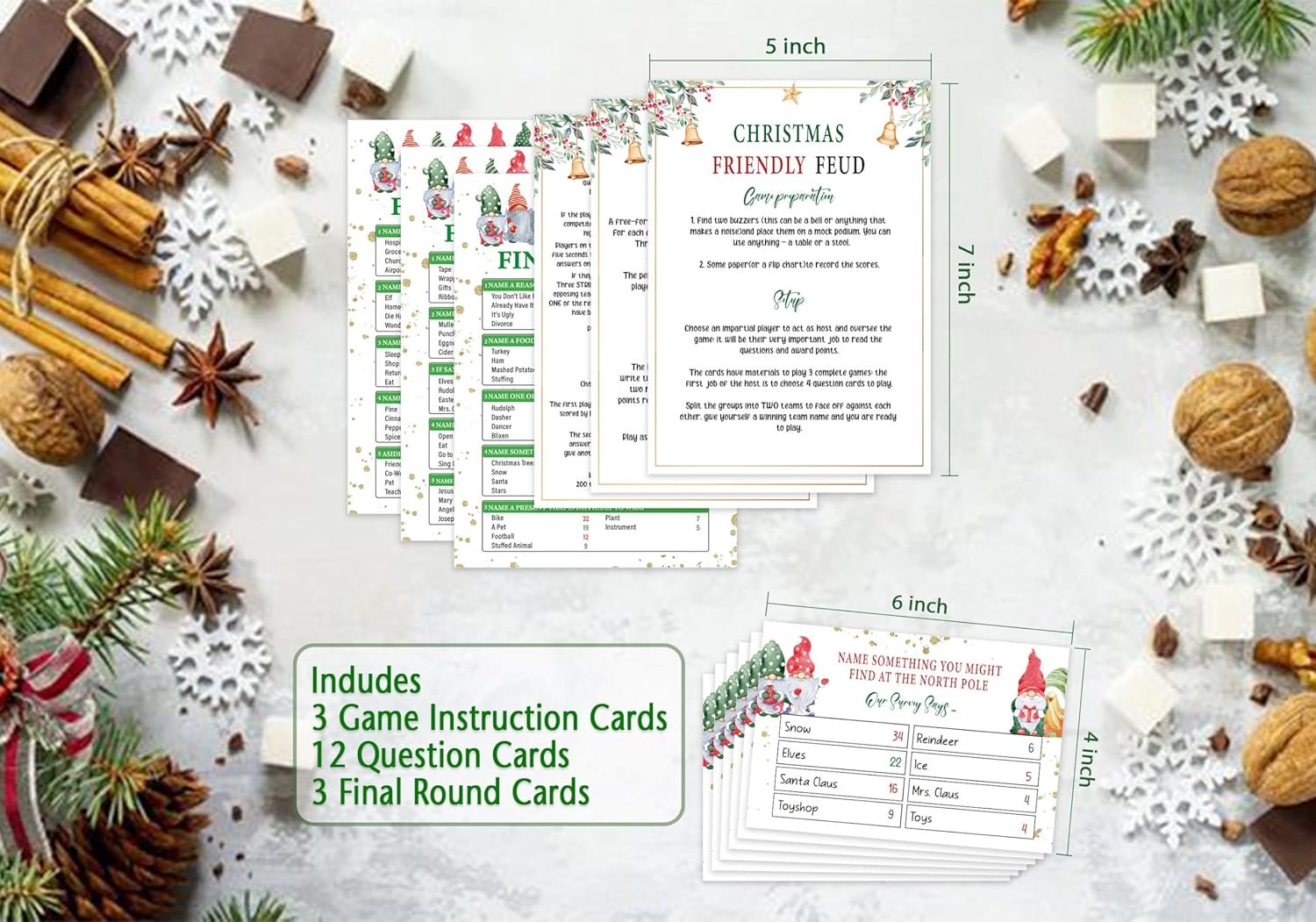 UHADRE Christmas Friendly Feud Quiz, Christmas Game Night, Christmas Party Game for Adults, Family Activity, Feud Trivia Quiz, Christmas Party Supplies SC002 - Image 3