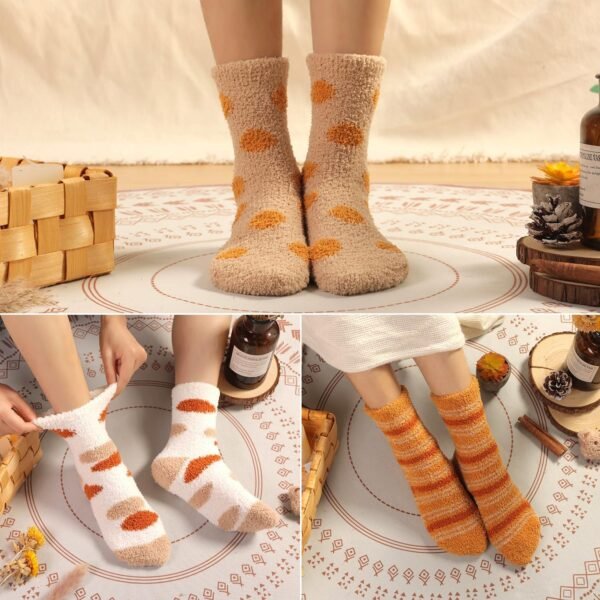 Plush Slipper Socks Women - Colorful Warm Fuzzy Crew Socks Cozy Soft for Winter Indoor - Image 5