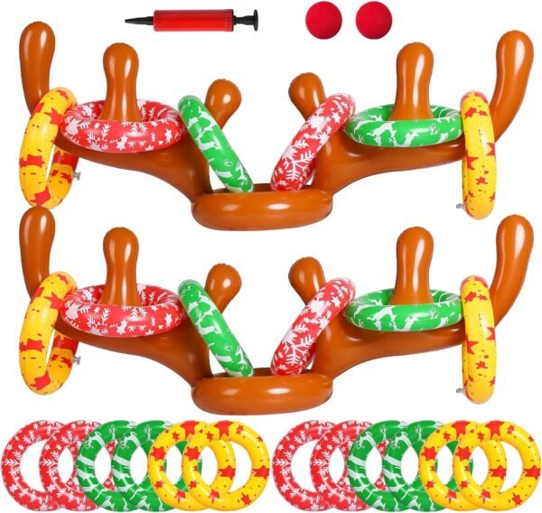 MGparty Christmas Inflatable Reindeer Antler Toss Game for Xmas Kids Teens Party Favors Supplies Outdoor Indoor Ring Toss Game - Image 2