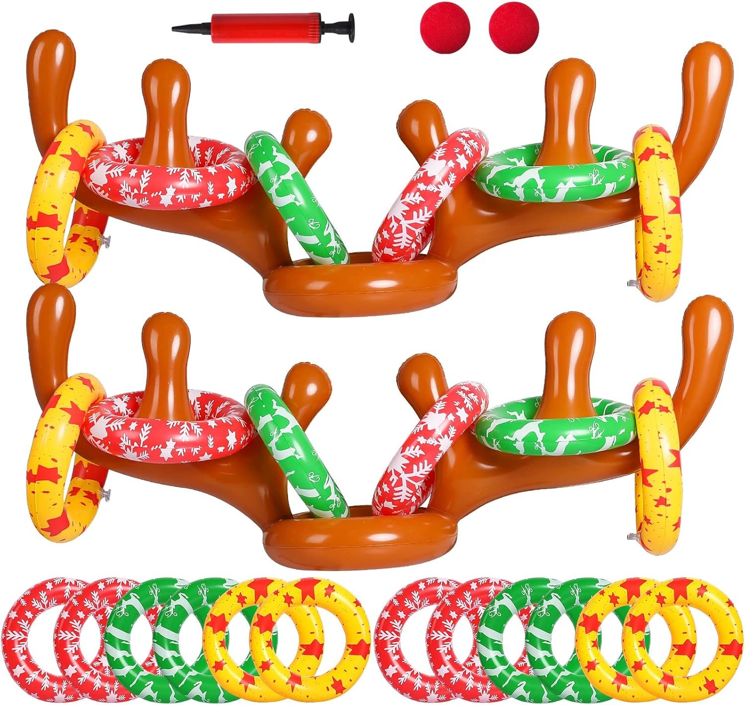 MGparty Christmas Inflatable Reindeer Antler Toss Game for Xmas Kids Teens Party Favors Supplies Outdoor Indoor Ring Toss Game - Image 2