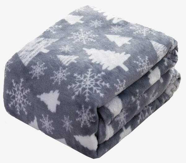 Valerian Luxury Velvet Super Soft Light Weight Blanket Prints Fleece Year Round Home Decor Fuzzy Warm and Cozy Throws, Couch and Gift, 50 x 60 inch, Gray Christmas Tree - Image 3