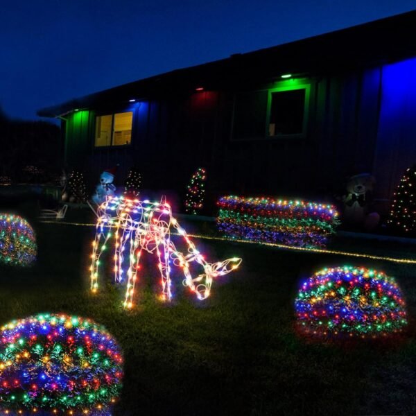 WBao Christmas Net Lights, 200LED 8.4ft x 5.2ft Christmas Lights with 8 Modes, Timer, End to End Connectable, Waterproof LED Net Lights for Lawn, Bushes, Tree Outdoor Christmas Decorations, Multicolor - Image 7