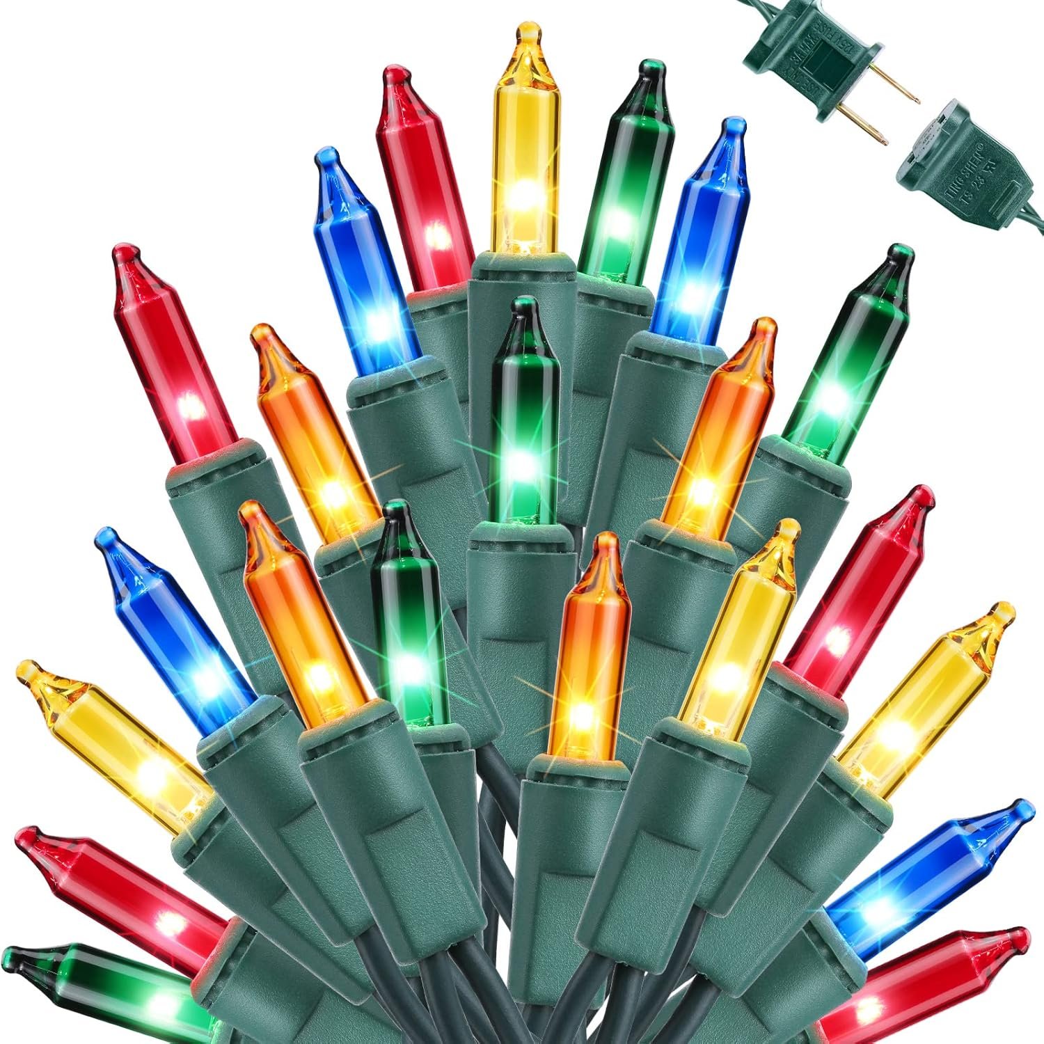 Toodour Christmas Lights Multicolor, 75ft 300 Count Incandescent Christmas String Lights, UL Certified Connectable Green Wire Christmas Mini Bulb Lights for Xmas Tree, Holiday, Party, Christmas Decor - Image 2