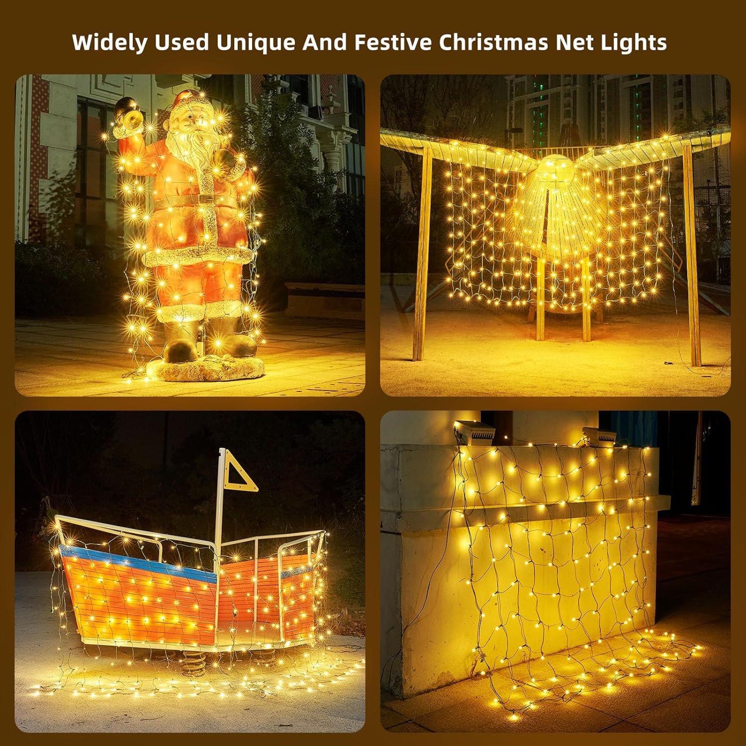 Led Net Lights Christmas Lights Outdoor Christmas Net Lighting with 121Led Mini Globe Lights 5ftx5ft, Outdoor Indoor Fairy Mesh Net Lights for Christmas Trees, Bushes, Shrubs Decorations(WarmWhite) - Image 6