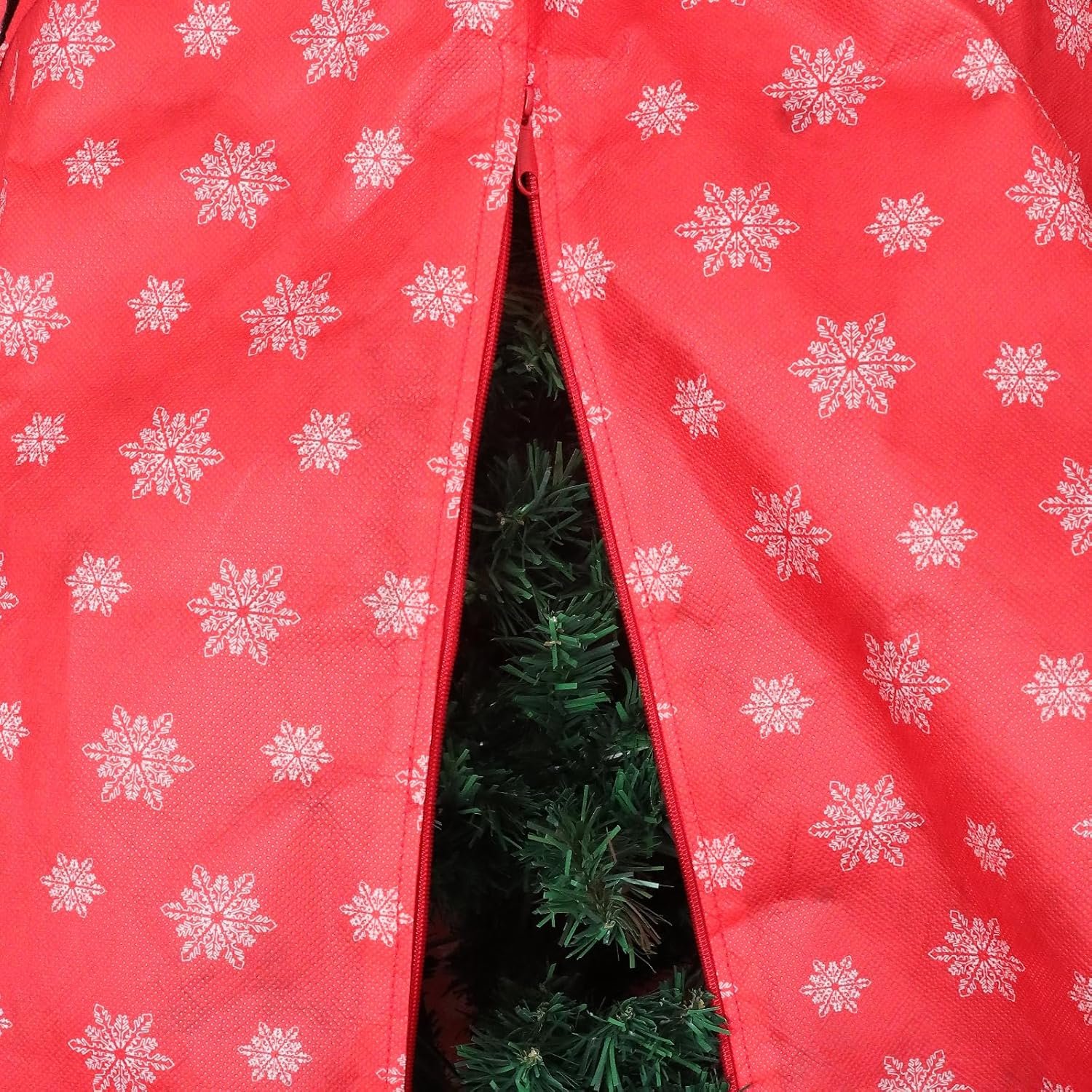Upright Christmas Tree Storage Bag,Tree Storage Cover with Adjustable Straps,Tear Resistant Christmas Tree Storage Bag for 7.5Foot Assembled Trees-Snow Printing Red - Image 4