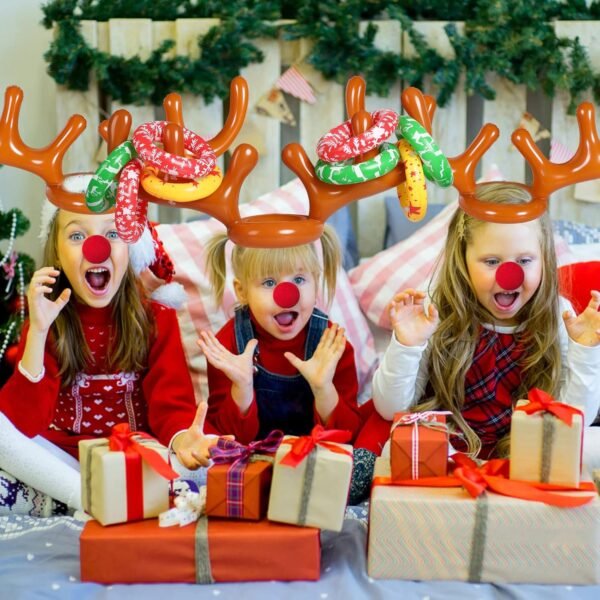 MGparty Christmas Inflatable Reindeer Antler Toss Game for Xmas Kids Teens Party Favors Supplies Outdoor Indoor Ring Toss Game - Image 6