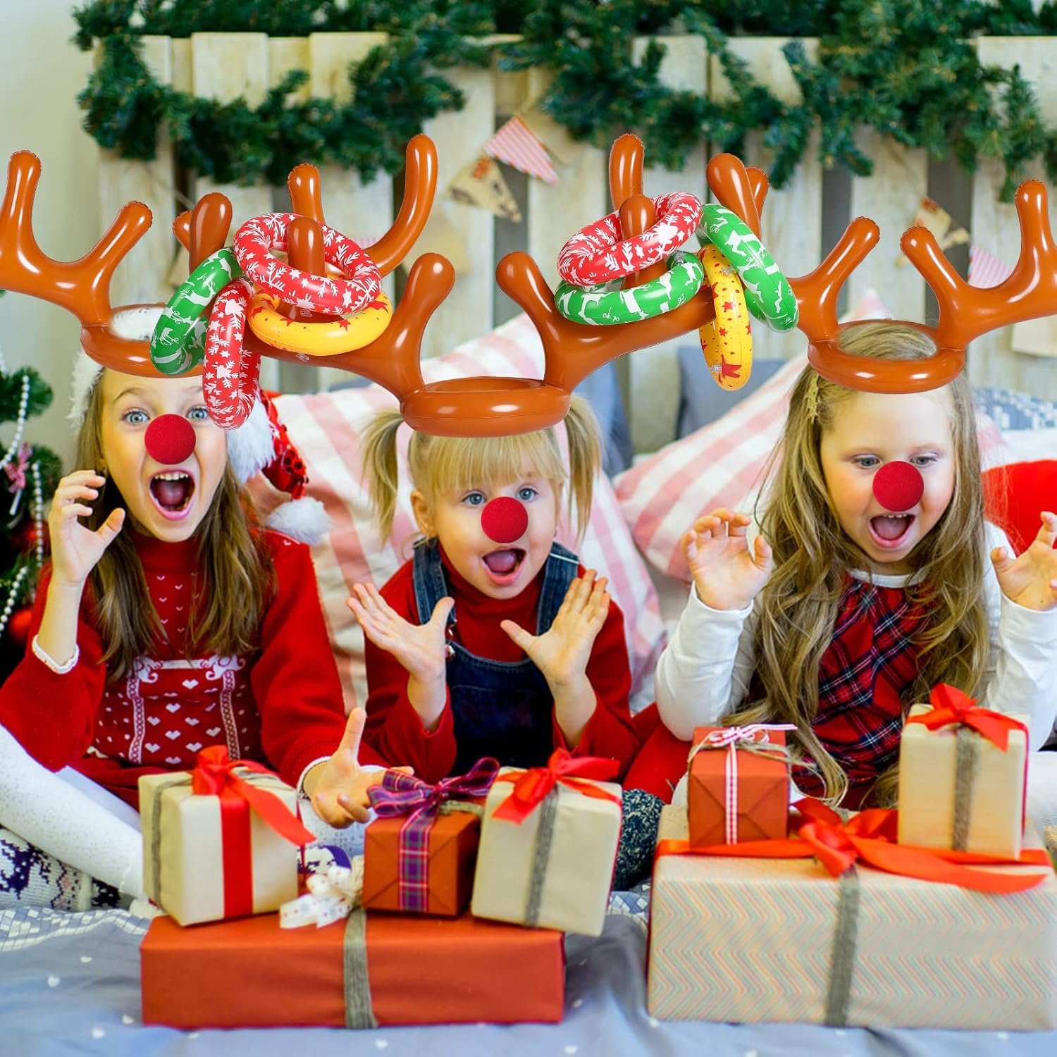 MGparty Christmas Inflatable Reindeer Antler Toss Game for Xmas Kids Teens Party Favors Supplies Outdoor Indoor Ring Toss Game - Image 6