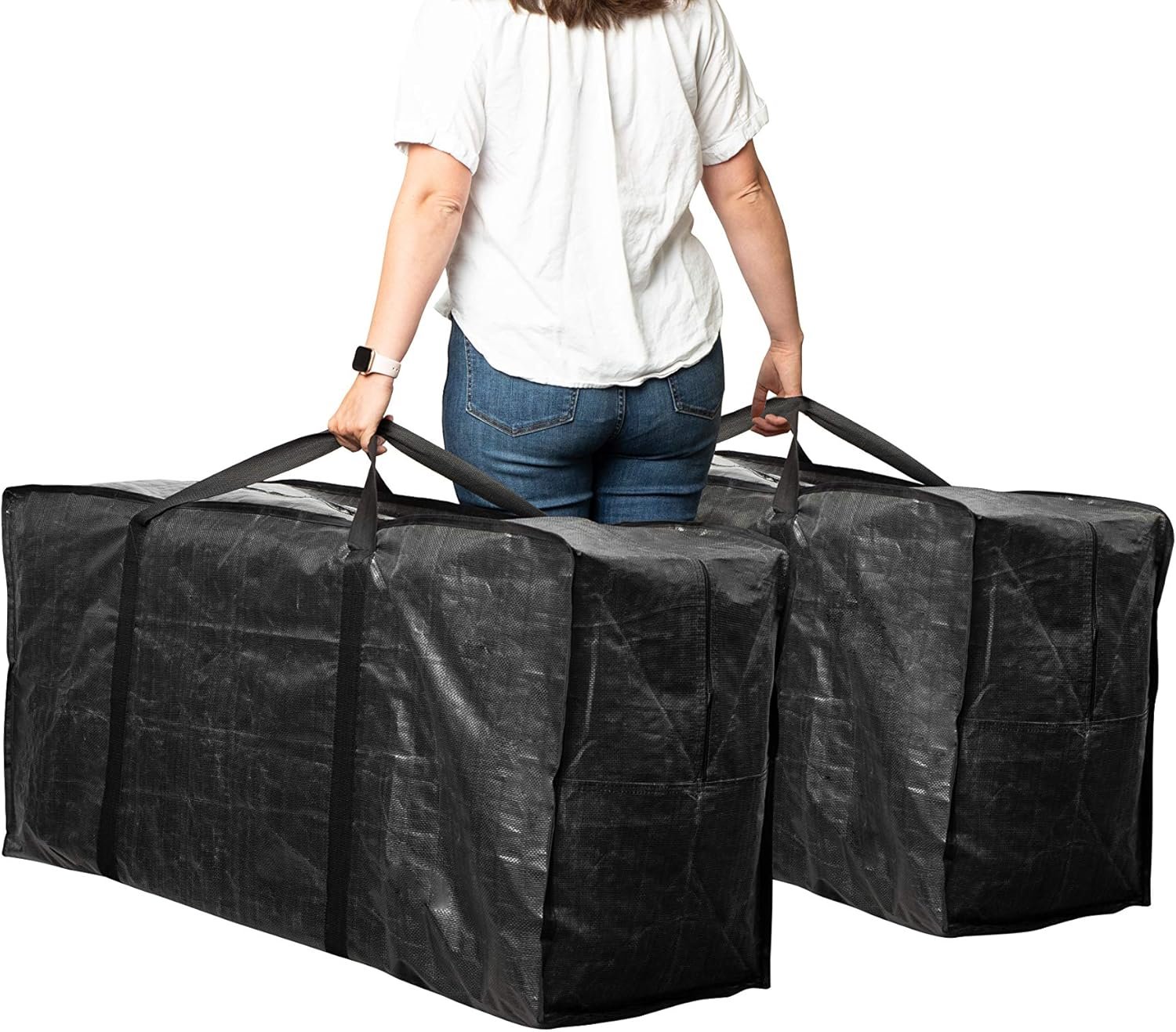 BAG-THAT! 2 Pack XXL Jumbo Extra Large Heavy Duty Stronger Handles Storage Bags Moving Totes Zippered Reusable Wrap Around Storage Totes - Image 8