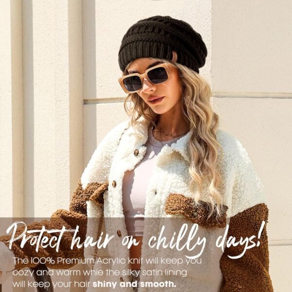 FURTALK Winter Beanie Hat for Women Satin Lined Cable Knit Chunky Slouchy Beanies Skull Warm Cap - Image 5