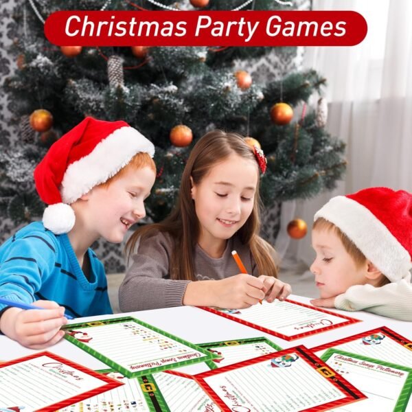 30 Players Christmas Party Games for Adults Family Office Large Groups, Xmas Parties Songs Pictionary Game, Guesstures Game, Word Scramble Game with Answer Key (Santa & Penguin) - Image 7
