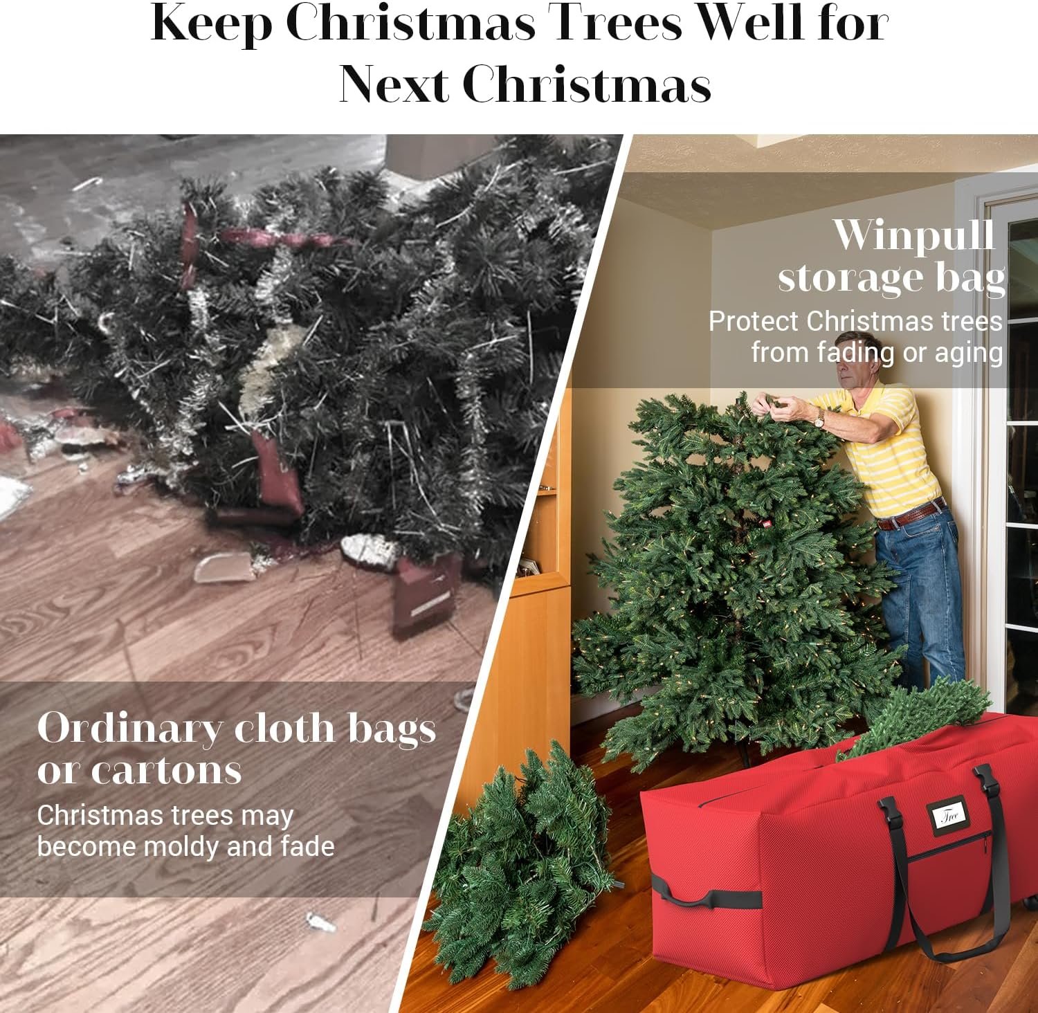 Rolling Christmas Tree Storage Bag Fits Up to 9 Ft Artificial Tree, 600D Waterproof Oxford Fabric, Large Christmas Tree Bag with Dual Zipper, Wheels, Handles, Heavy Duty Xmas Storage Container - Image 7