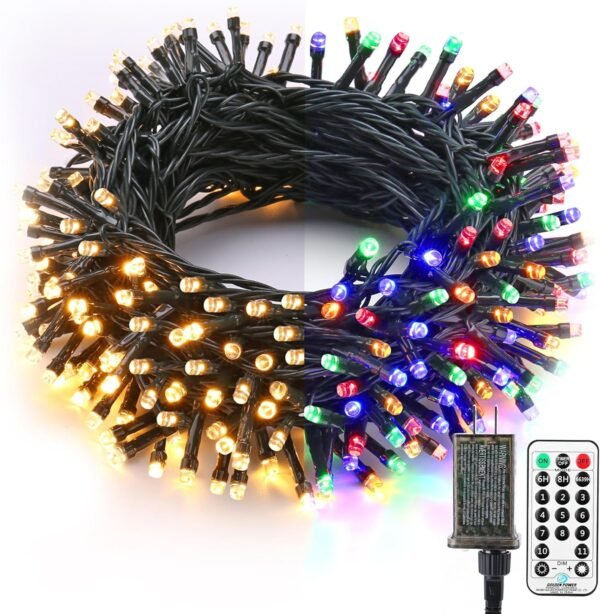 Brizled Christmas Lights, 65.67ft 200 LED Color Changing Tree Lights 11-Function Warm White & Multicolored Christmas Lights, Connectable 29V Safe Adapter Remote Decorative Lights String for Xmas Party - Image 2