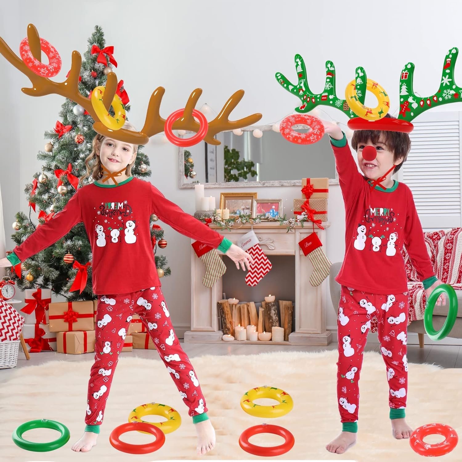 Christmas Games, Inflatable Reindeer Antler Ring Toss Game, Christmas Party Games for Kids Adults, Fun Xmas Gifts Carnival Holiday Party Games for Family - Image 6