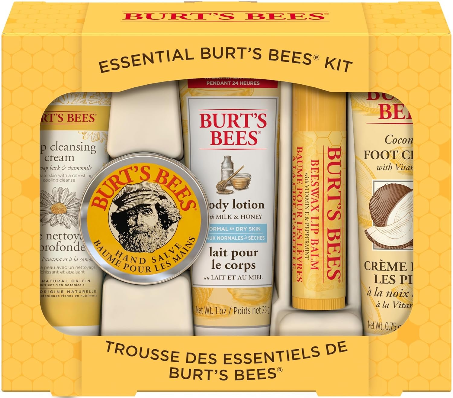 Burt's Bees Christmas Gifts, 5 Stocking Stuffers Products, Everyday Essentials Set - Original Beeswax Lip Balm, Deep Cleansing Cream, Hand Salve, Body Lotion & Coconut Foot Cream, Travel Size - Image 2