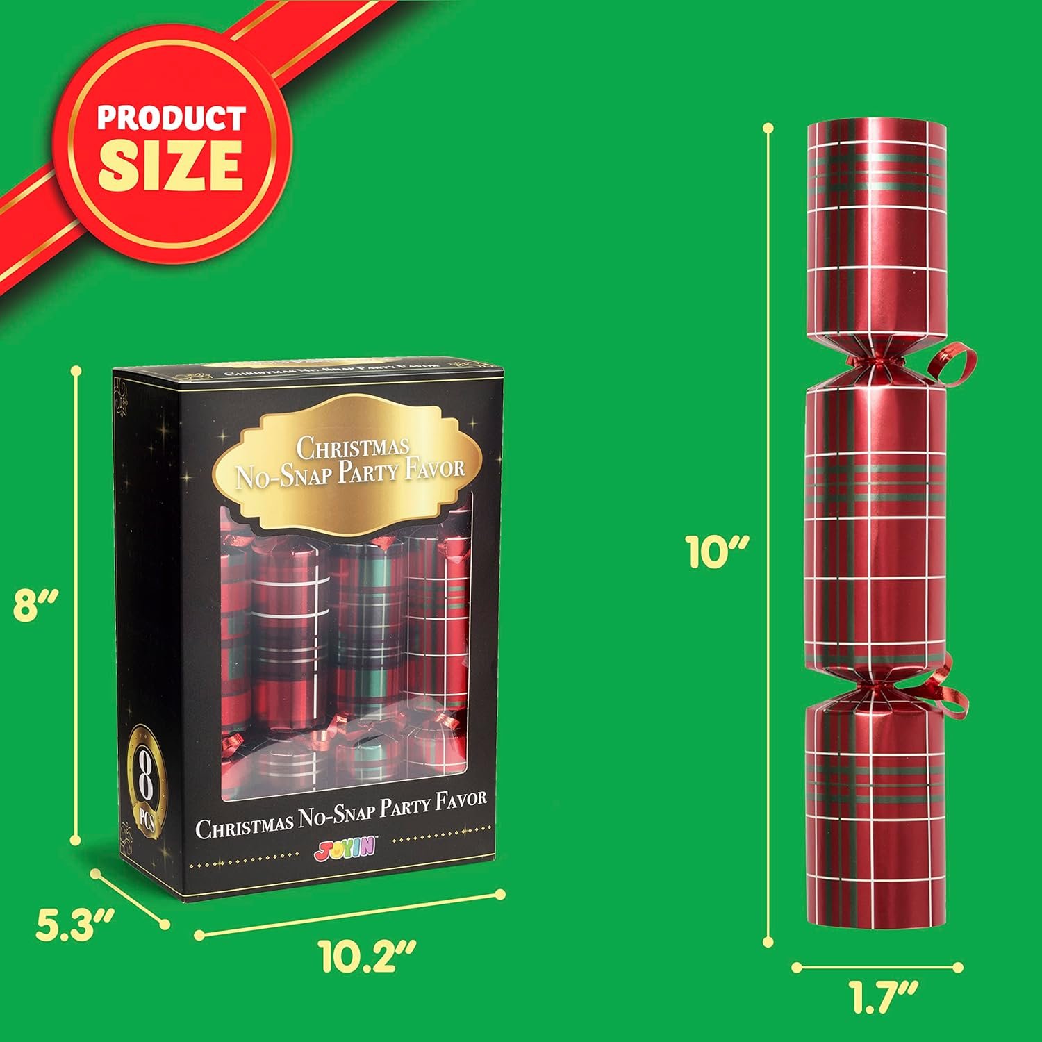 JOYIN 8 Pack Christmas Non-Snap Party Favor, Red Check Plaid Party Table Favor Includes Party Hat, Jokes & Gifts, Xmas Gifts Prizes for Christmas Holiday Dinner Traditions Party Supplies - Image 4