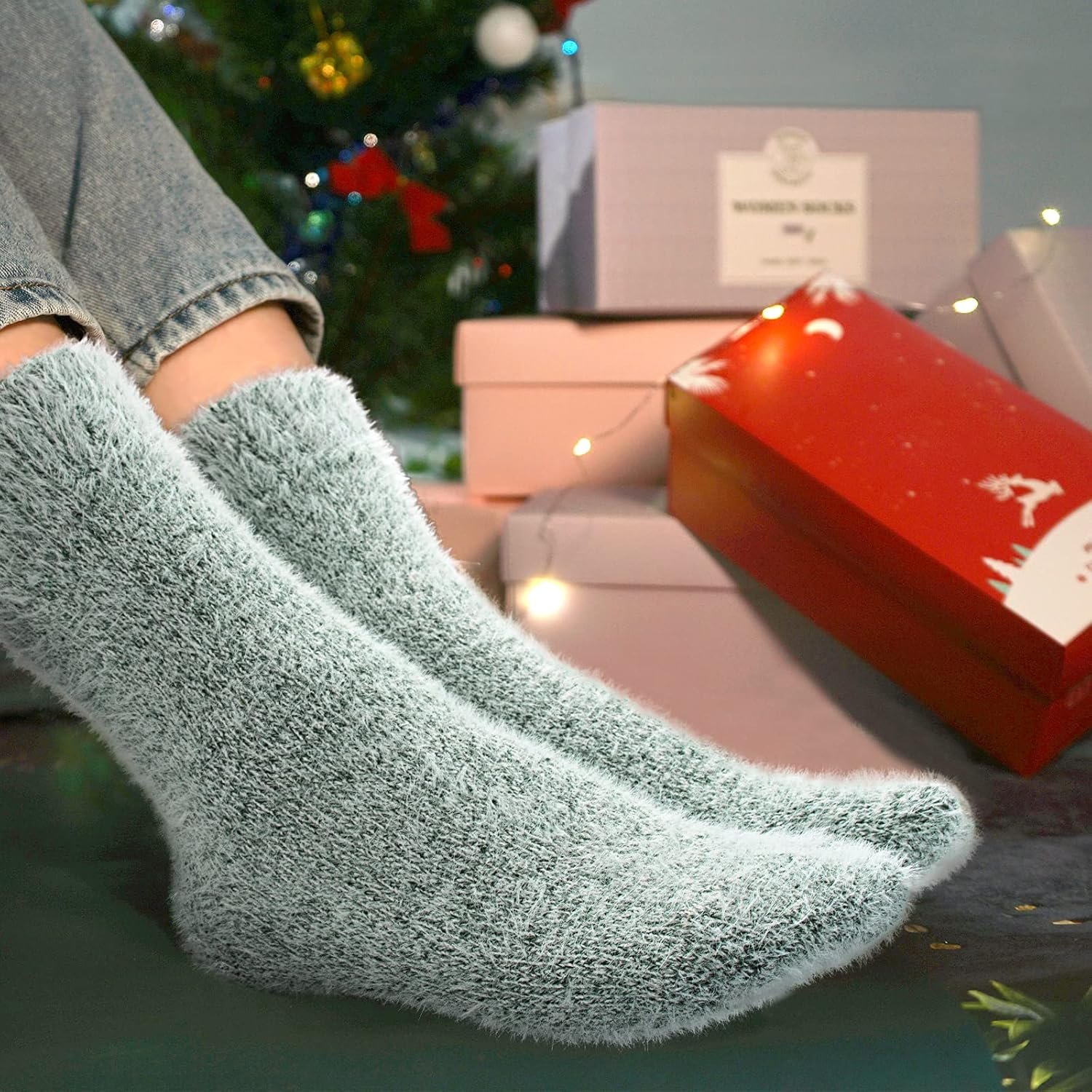 SISOSOCK Fuzzy Socks for Women Cozy Soft Warm Socks Casual Home Sleep Comfy Socks 5 Pack Winter Socks Gifts for Women - Image 6
