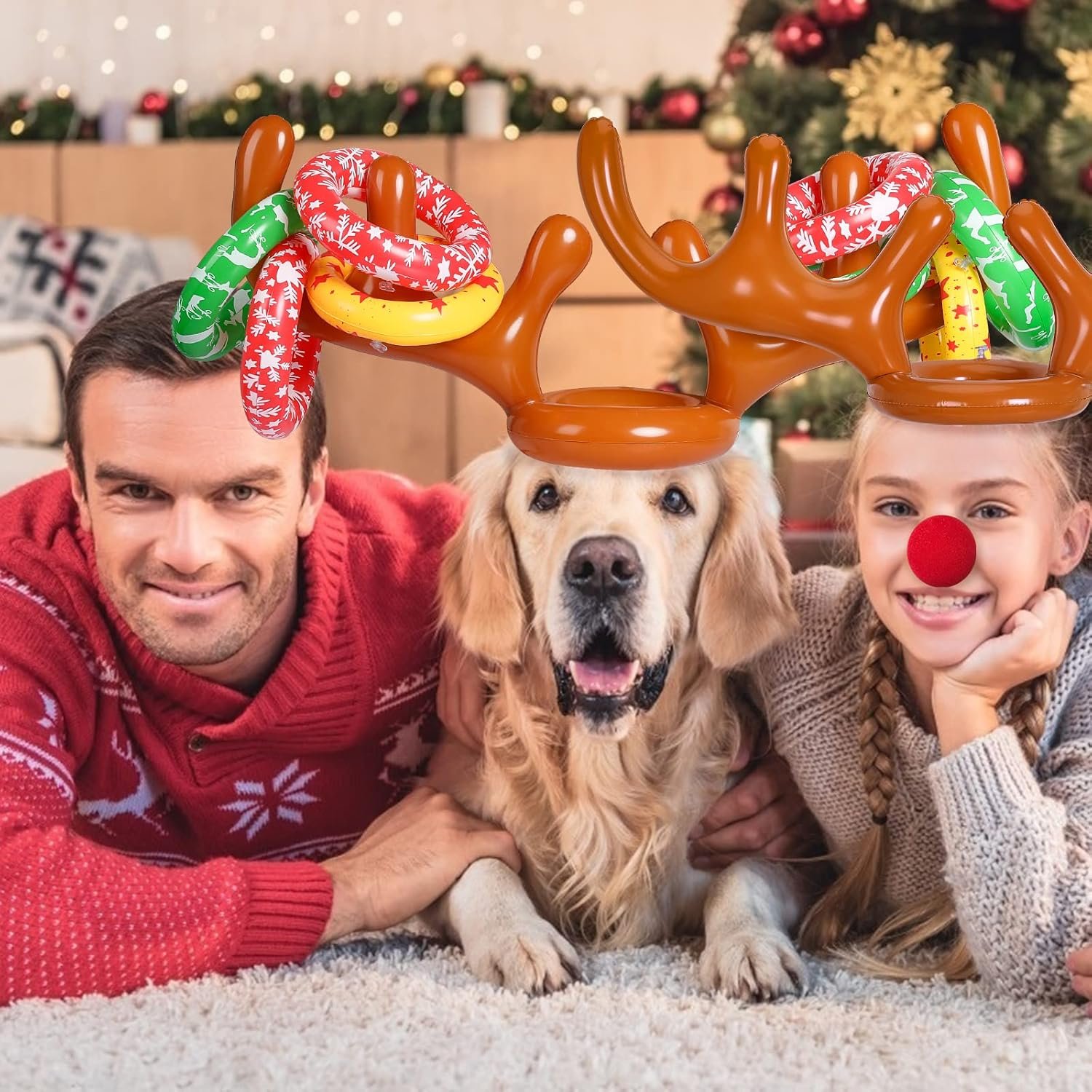 MGparty Christmas Inflatable Reindeer Antler Toss Game for Xmas Kids Teens Party Favors Supplies Outdoor Indoor Ring Toss Game - Image 8