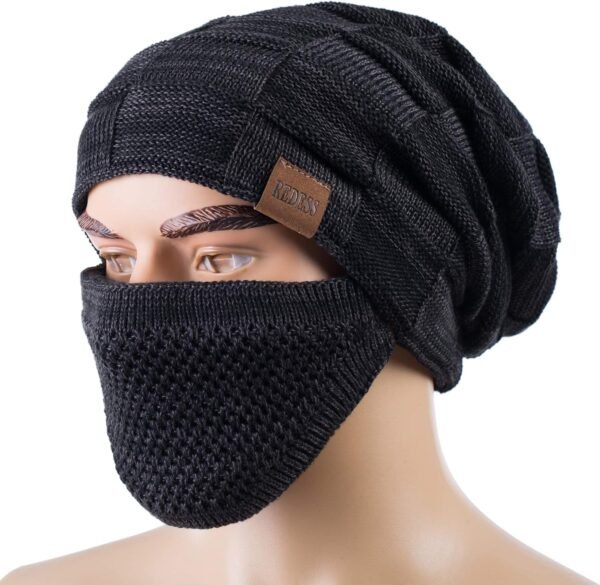 REDESS Beanie Hat for Men and Women Winter Warm Hats Knit Slouchy Thick Skull Cap with Face Cover - Image 3