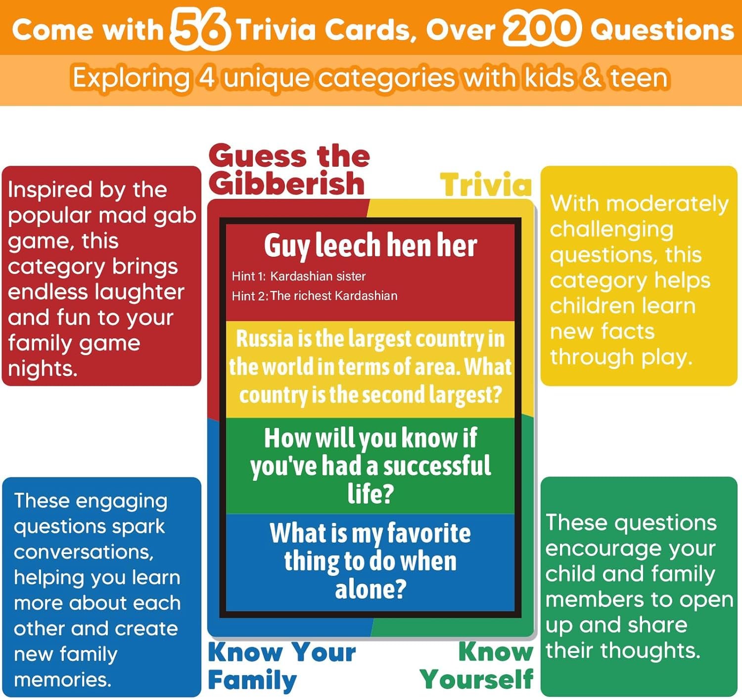 Garybank Conversation Dart Board Games for Kids Family, 56 Trivia Cards W/ 200+ Questions, Christmas Games Ideas for Kid, Teens & Adults, Strengthen Family Bonds & Have Fun Activities - Image 3