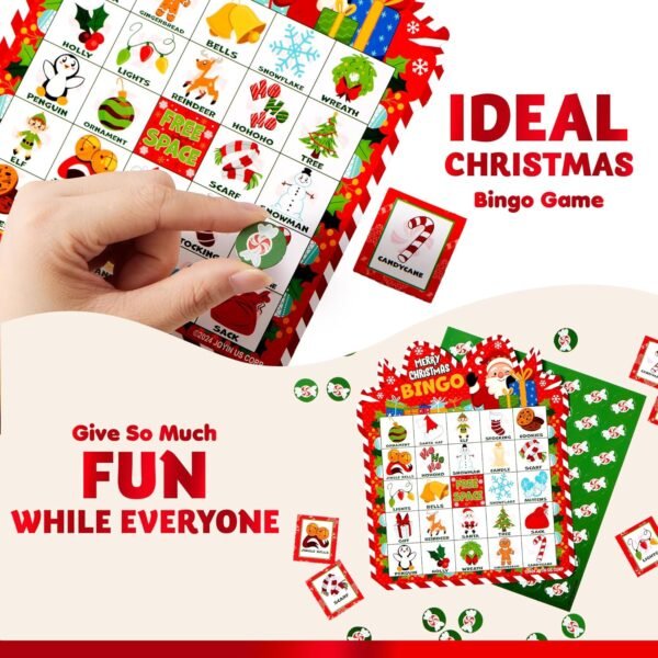 JOYIN 30 Players Christmas Bingo Cards, Xmas Bingo Game for Kids Family Activities, Holiday Winter Bingo Cards for Party Card Games, School Classroom Indoor Party Games - Image 5