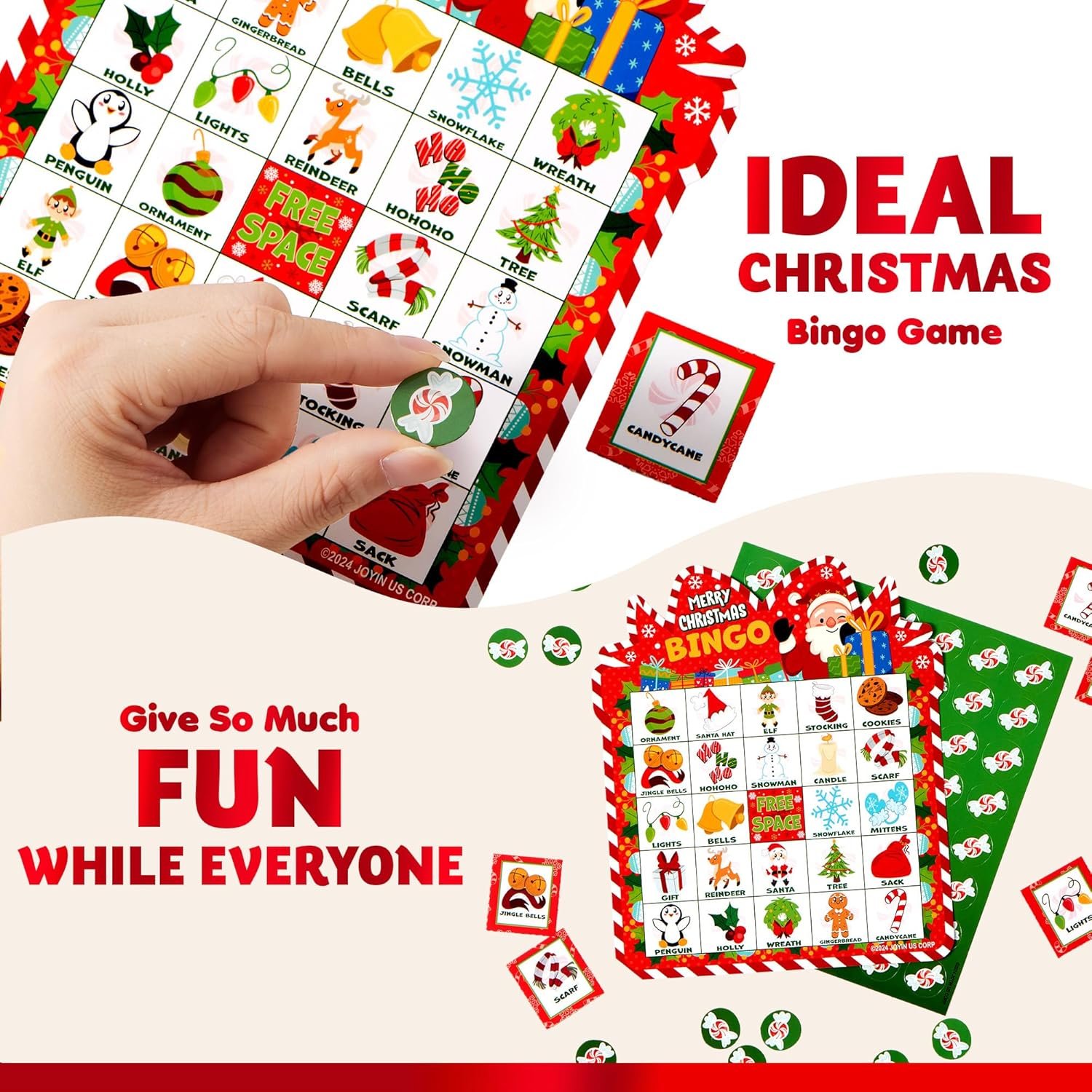 JOYIN 30 Players Christmas Bingo Cards, Xmas Bingo Game for Kids Family Activities, Holiday Winter Bingo Cards for Party Card Games, School Classroom Indoor Party Games - Image 5