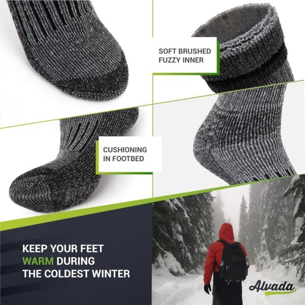 Alvada Warm Thermal Wool Socks for Winter Moisture Wicking and Breathable Cozy Boot Socks - Image 4
