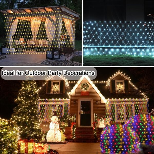 Lovelite 610 LED Christmas Net Lights, 34.5ft x 5ft Mesh Lights Outdoor Clear Wire 8 Modes, Waterproof Connectable String Lights Plug in for Bushes Xmas Tree Garden Holiday Party Decor - Multicolor - Image 5