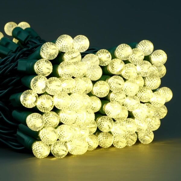 YULETIME Warm White One-Piece G12 LED Christmas Lights, Total 48 Feet 140 Count 2 Strands 24ft 70ct Waterproof Raspberry String Light (Warm White) - Image 10