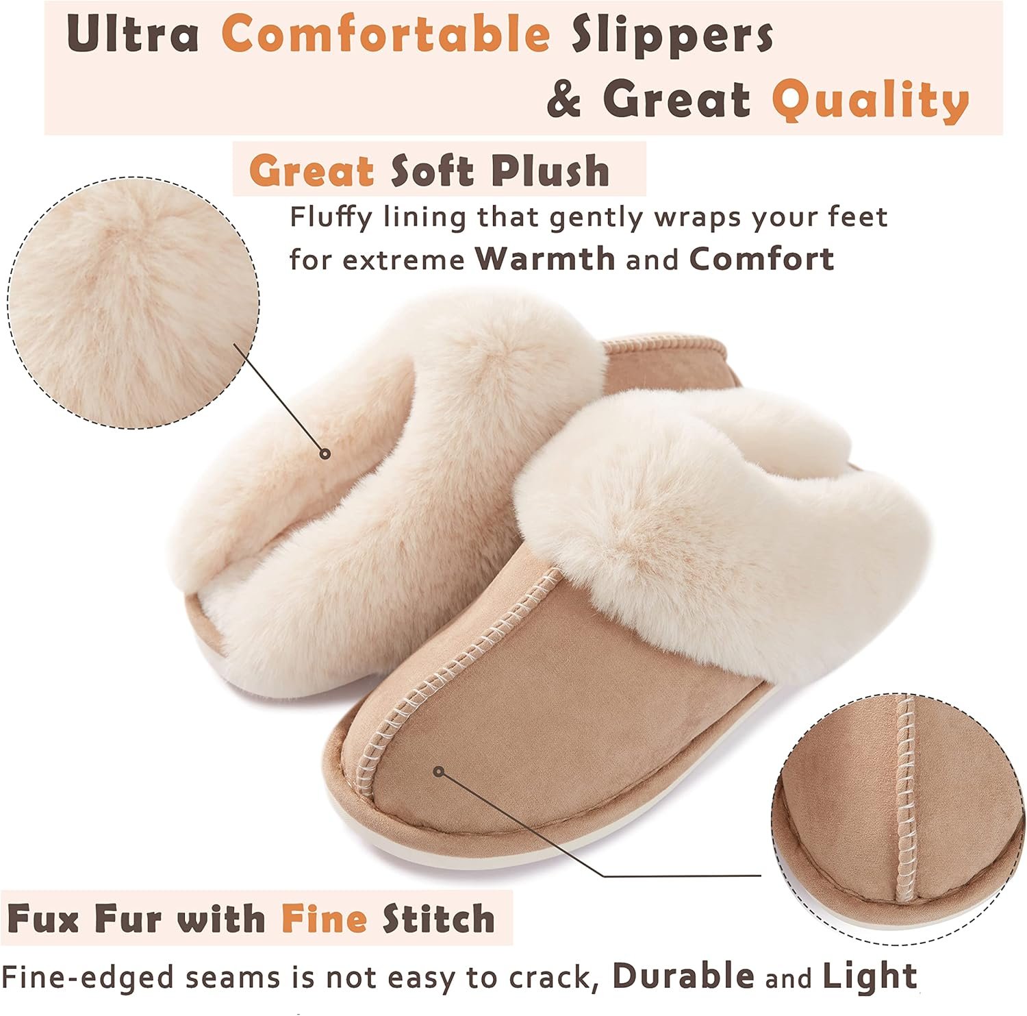 Donpapa Womens Slipper with Memory Foam Fluffy Soft Warm Slip On House Slippers,Anti-Skid Cozy Plush for Indoor Outdoor - Image 5