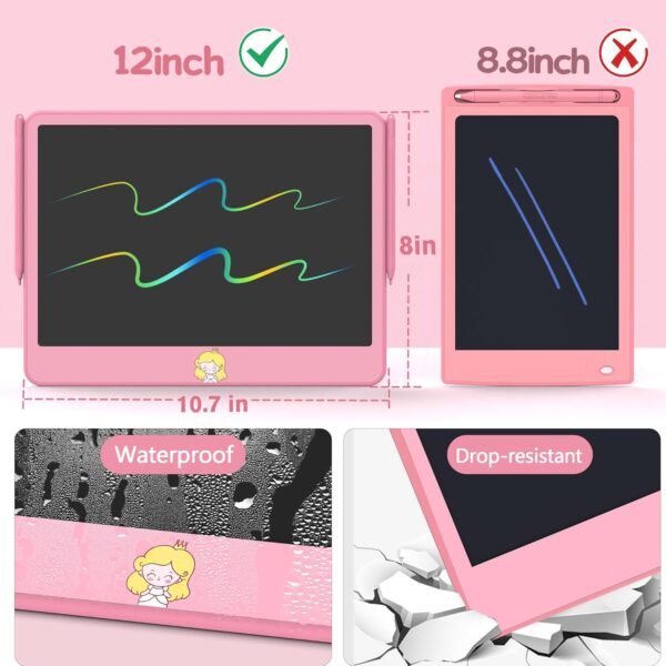 LCD Writing Tablet for Kids 12 Inch, Kids Learning Toys Drawing Pad for Girls Boys, Erasable Doodle Board for Toddlers 3 4 5 6 7 8 Year Old Travel Essentials, Christmas Birthday Gift for Kids - Image 7