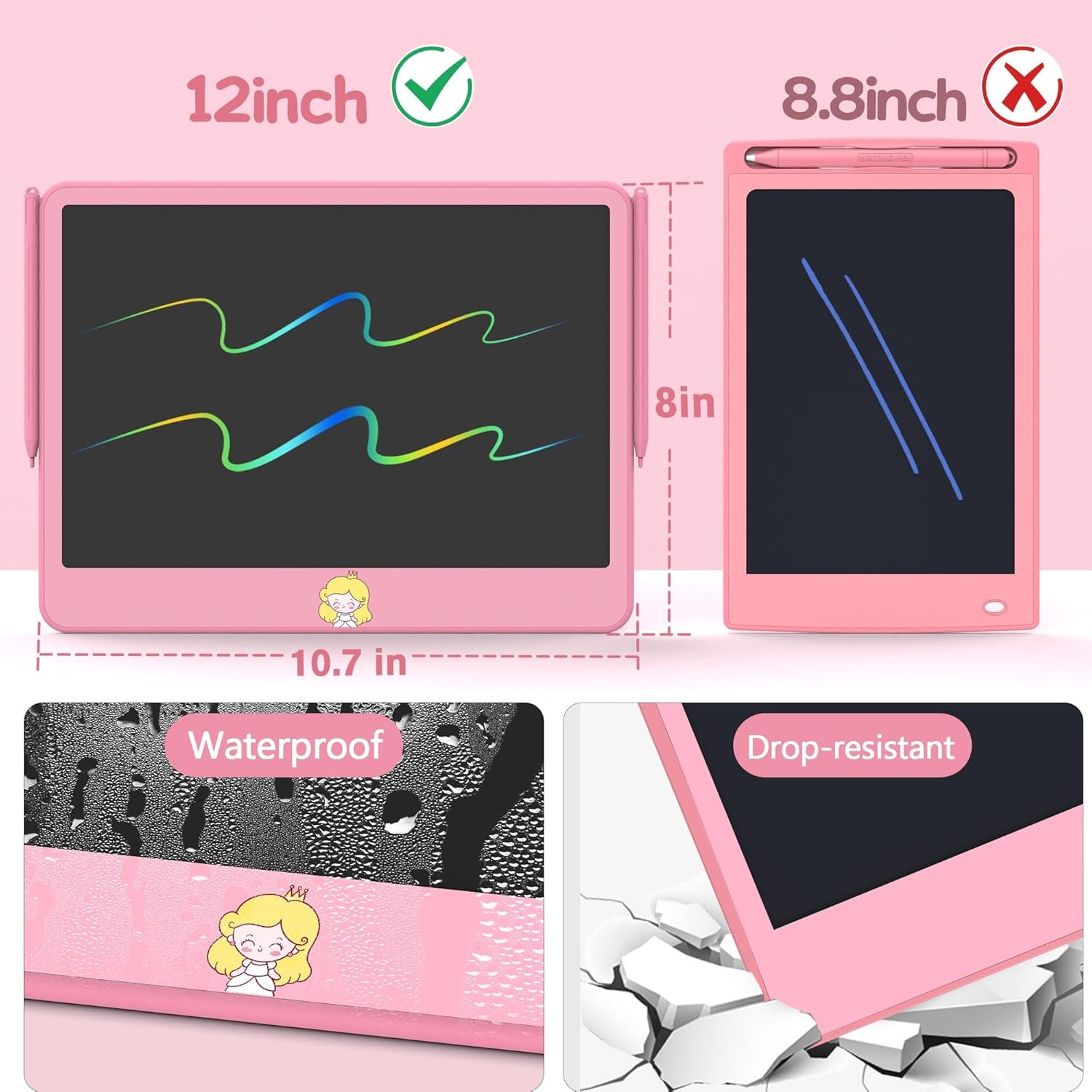 LCD Writing Tablet for Kids 12 Inch, Kids Learning Toys Drawing Pad for Girls Boys, Erasable Doodle Board for Toddlers 3 4 5 6 7 8 Year Old Travel Essentials, Christmas Birthday Gift for Kids - Image 7