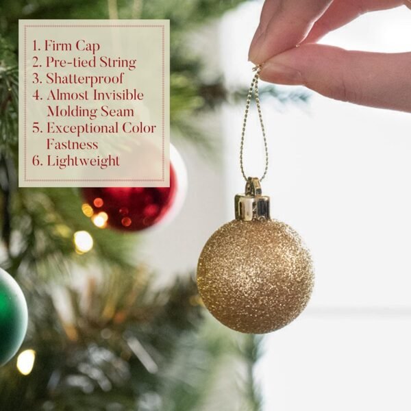 Valery Madelyn 1.57 Inches Small Christmas Tree Decorations Ornament Set for Fall Halloween, 24ct Red Green and Gold Shatterproof Christmas Ball Ornaments Bulk, Hanging Decor for Xmas Holiday Party - Image 6