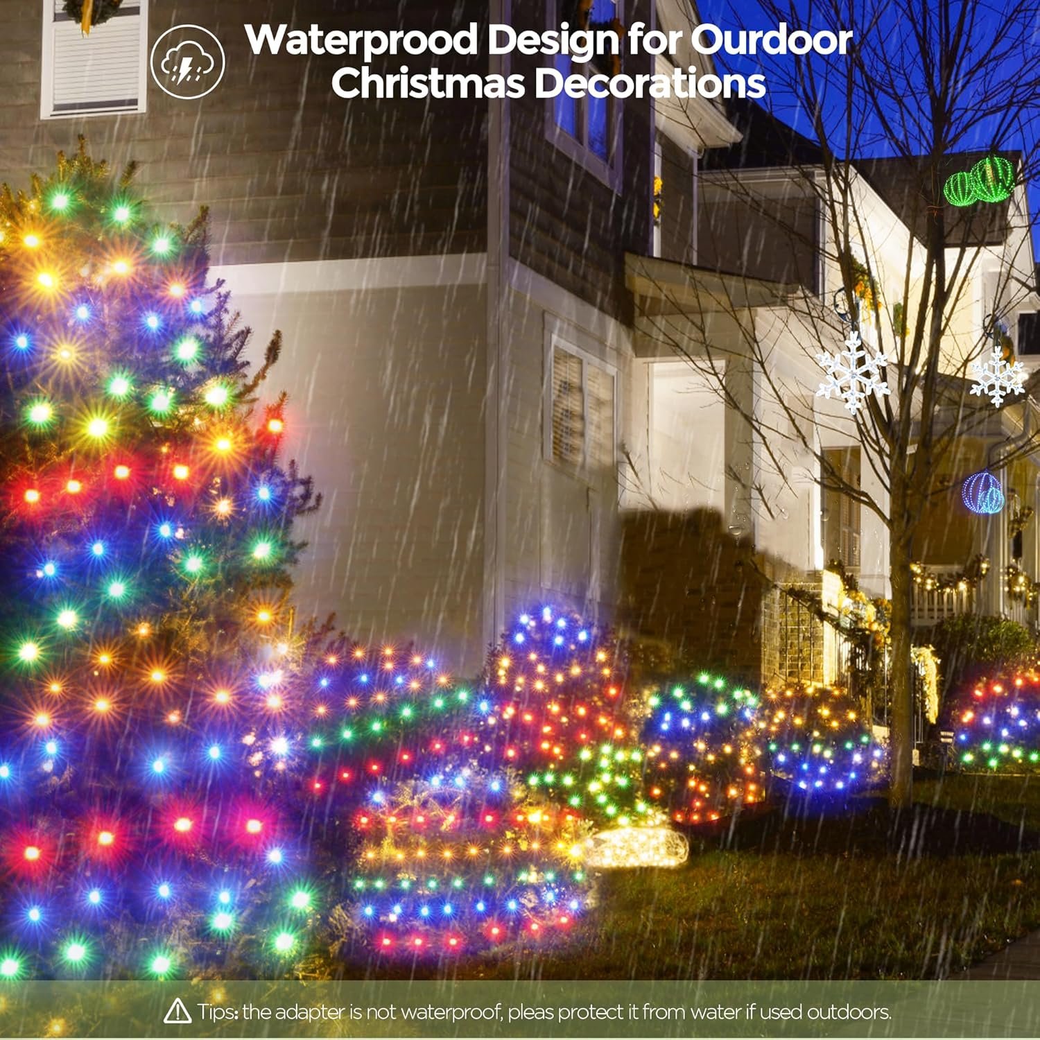 WBao Christmas Net Lights, 200LED 8.4ft x 5.2ft Christmas Lights with 8 Modes, Timer, End to End Connectable, Waterproof LED Net Lights for Lawn, Bushes, Tree Outdoor Christmas Decorations, Multicolor - Image 6