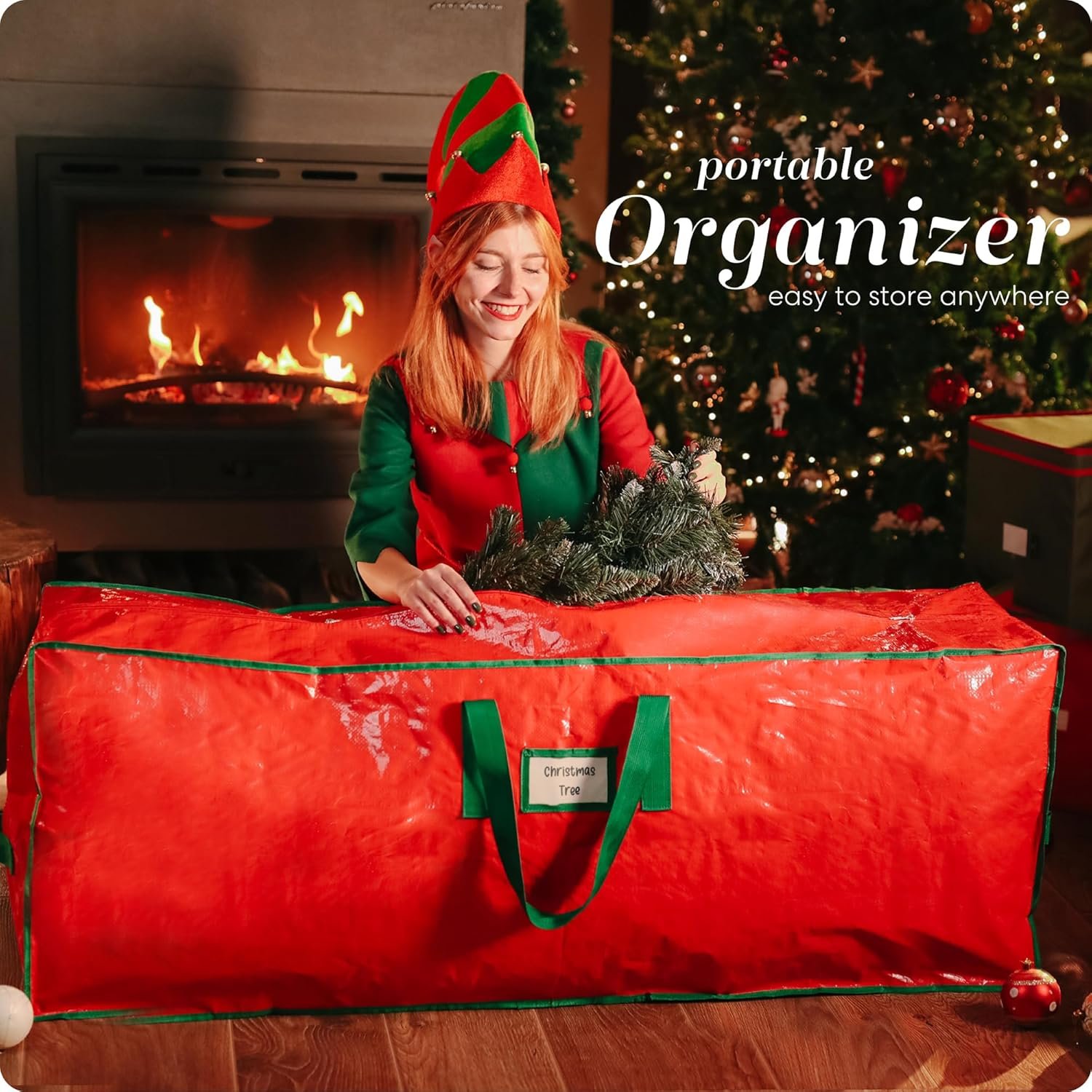 Handy Laundry, Christmas Tree Storage Bag - Stores 7.5 Foot Artificial Xmas Holiday Tree, Durable Waterproof Material, Zippered Bag, Carry Handles. Protects Against Dust, Insects and Moisture. - Image 8